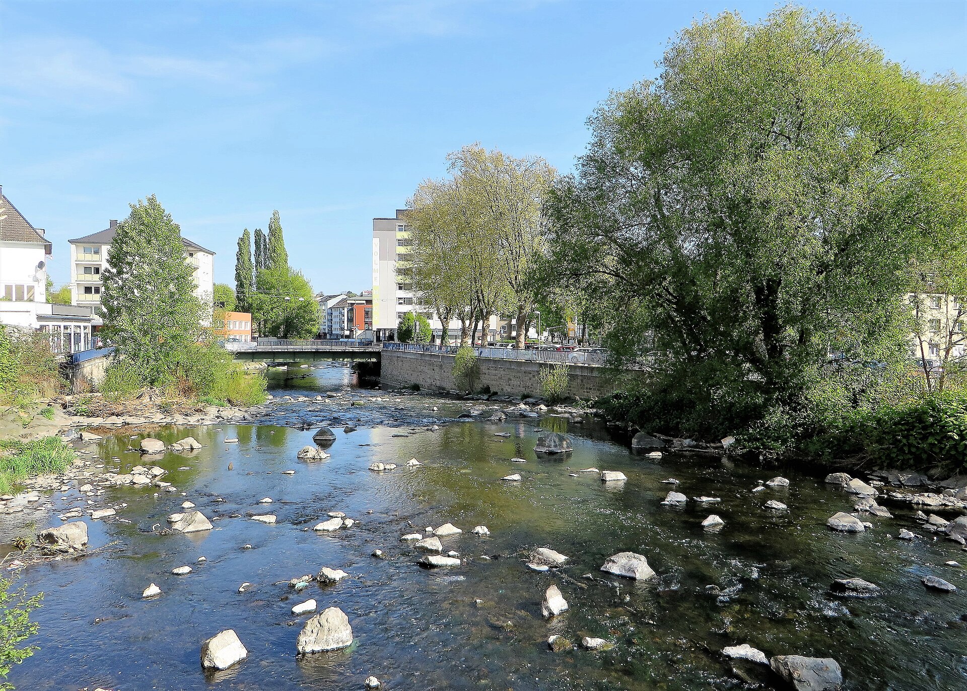 Volme und Marktbrücke in der Innenstadt von Hagen